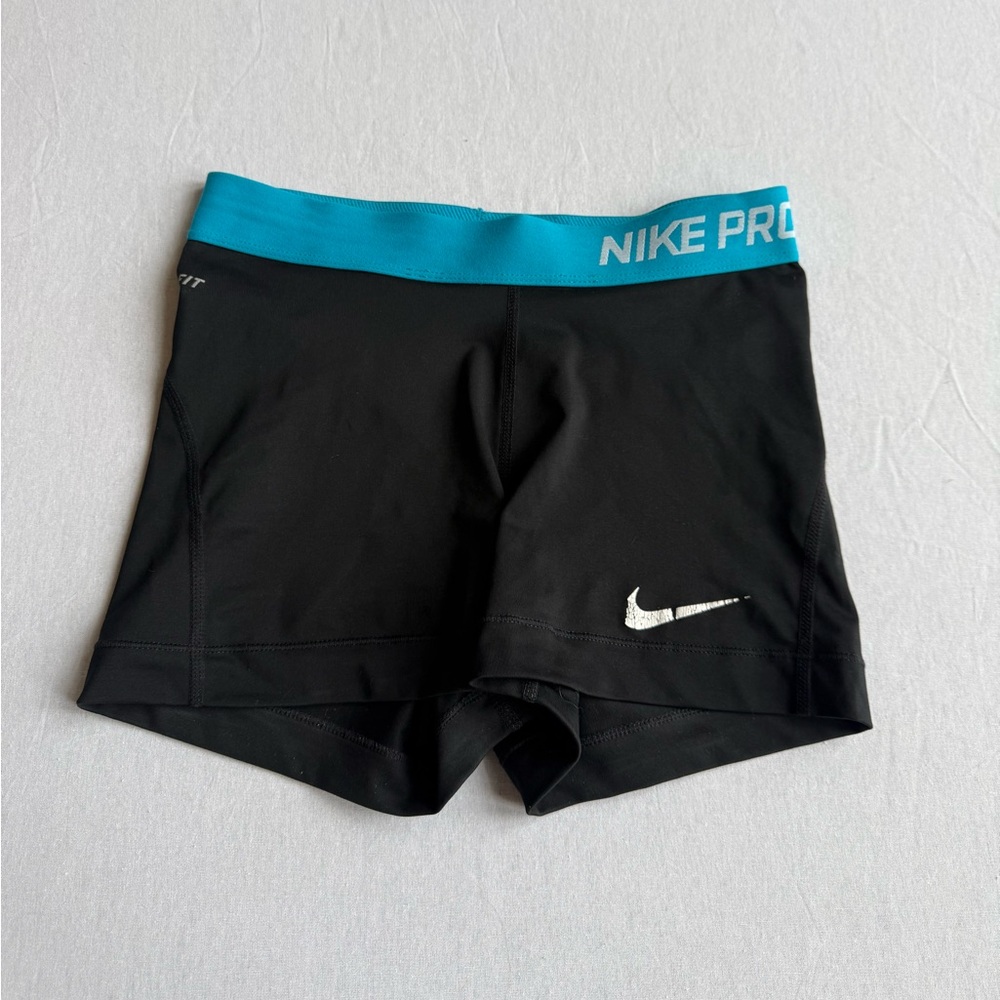 Nike Pro Dry-Fit Athletic Shorts Black with Blue Band